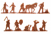 Солдатики из пластика Хлеборобы, (9 шт, медный), Воины и битвы - фото