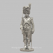 Сборная миниатюра из металла Офицер гренадерской роты в шапке, Франция, 1804-1815 гг, 28 мм, Аванпост - фото