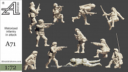 Сборные фигуры из смолы Мотострелки в атаке, 1:72, Alex miniatures