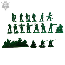 Солдатики из пластика Трапперы, 40 мм (18 шт., пластик, темно-зеленый) Воины и битвы