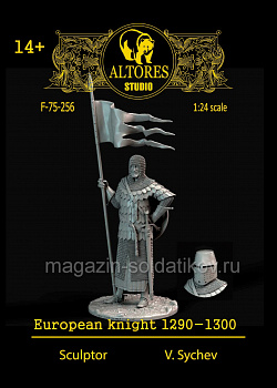 Сборная миниатюра из смолы Европейский Рыцарь 1290-1300, 75 мм, Altores Studio (F-75-256) (F-75-256)