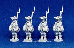 Сборные фигуры из смолы Семилетняя война, мушкетеры (набор 4 шт, смола) 28 мм STP-miniatures