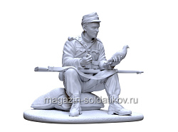 Сборная миниатюра из смолы Пехотинец-связной с голубем 75 мм Shot Mini (AM-1-4) (AM-1-4)
