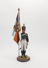 Миниатюра из олова Подпрапорщик мушкетерского полка со знаменем, 1803-06 гг, 54 мм, Студия Большой полк - фото