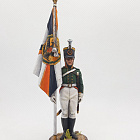 Миниатюра из олова Подпрапорщик мушкетерского полка со знаменем, 1803-06 гг, 54 мм, Студия Большой полк (БП0494.12.02.54) (БП0494.12.02.54)