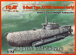 Сборная модель из пластика Германская подводная лодка «Zeehund», тип XXIIB (1/72) ICM