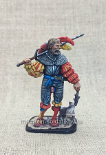 Миниатюра из олова Ландскнехт с кошкой, 54 мм, Большой полк - фото