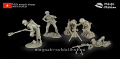Солдатики из пластика Штурмовая группа Вьетнамской армии (5 фигур+миномет), 1:32, Plastic Platoon - фото