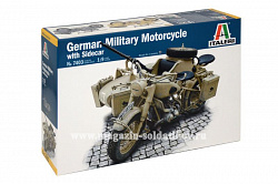 Сборная модель из пластика ИТ German Military Motorcycle with side car (1:9) Italeri