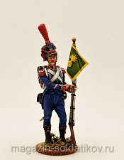 Миниатюра из олова Сержант карабинеров 8-го легкого полка с ротным фаньеном, Студия Большой полк - фото