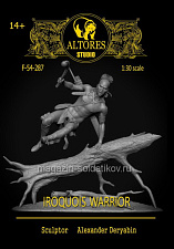 Сборная миниатюра из смолы Воин-ирокез. 54 мм, Altores Studio - фото