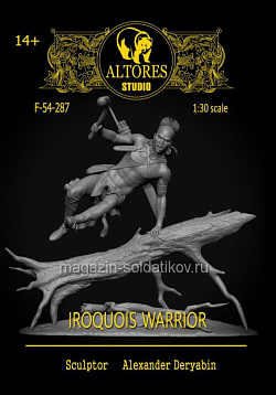 Сборная миниатюра из смолы Воин-ирокез. 54 мм, Altores Studio (F-54-287) (F-54-287)