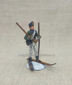 Миниатюра из олова Датский егерь-лыжник, 1806 г., 54 мм, Студия Большой полк