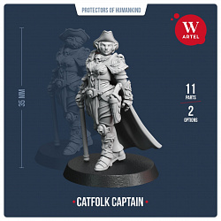 Сборные фигуры из смолы Catfolk Captain, 28 мм, Артель авторской миниатюры «W»
