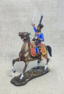 Миниатюра из олова Полковник 9-го гусарского полка, Франция 1810 г., 54 мм, Студия Большой полк (ИЛ2765.12.03.54) (ИЛ2765.12.03.54)