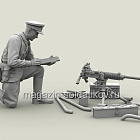 Сборная фигура из смолы SM 3123 Старший лейтенант РККА с трофейным японским пулемётом (тип 92), 1:35, SOGA miniatures (SM-3123) (SM-3123)