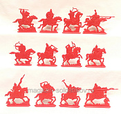 Солдатики из пластика Русское войско. Конная дружина. (12 шт, красный) Воины и битвы - фото