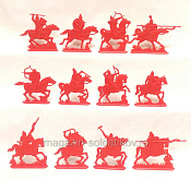 Солдатики из пластика Русское войско. Конная дружина. (12 шт, красный) Воины и битвы - фото