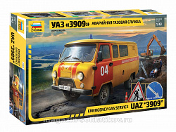 Сборная модель из пластика УАЗ 3909 Аварийная газовая служба, 1:43, Звезда