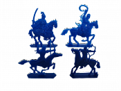 Солдатики из пластика Конные половцы. Выпуск 2, 54 мм (4 шт, цвет-синий, без кор), Воины и битвы - фото