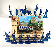 Солдатики из пластика 54-009 Французская пехота на марше, 1812 год (голубой металлик), 1812 год Студия Большой полк - фото