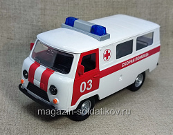 Масштабная модель в сборе и окраске УАЗ-452 «Скорая помощь» 18 см Технопарк (Q540-0353) (Q540-0353 )