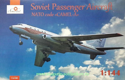 Сборная модель из пластика Авиалайнер Ту-104, чехословацкие авиалинии Amodel (1/144)