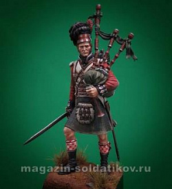 Сборная фигура из металла Волынщик 42-го Королевского полка «Черная стража» 54 мм, V.Danilov