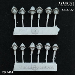 Головы пехоты Тридцатилетней войны, набор 03, 28 мм, Аванпост (CS007) (CS007)