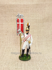 Эстандарт-юнкер Кавалергардский полк со штандартом, Россия 1805-1808 гг., 54 мм - фото