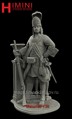 Сборная миниатюра из смолы Офицер гренадерских рот гвардейских полков. Россия 1712-18 года. 54 мм, HIMINI (HI-60-039) (HI-60-039)