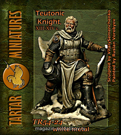 Сборная миниатюра из металла Teutonic Knight, XIII-XIV c. 54mm Tartar Miniatures
