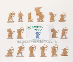 Солдатики из пластика Сарацины, стрелки (16 шт., бежевый) 1:32, Уфимский солдатик (пл016-БЕЖ) (пл016-БЕЖ)