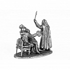 Миниатюра из олова 802 РТ Композиция Брат-лекарь+Рыцарь с Куртизанкой, 54 мм, Ратник