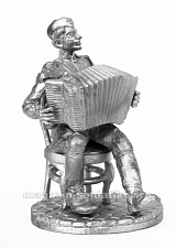 Миниатюра из олова 636 РТ Баянист на стуле, 54 мм, Ратник - фото