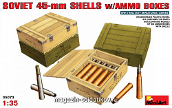 Сборная модель из пластика Советские 45мм снаряды с ящиками MiniArt (1/35)