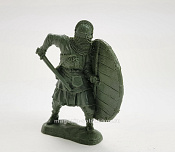 Викинг с щитом и мечом, IX-X вв, (зеленый) 1:32, Солдатики Публия - фото
