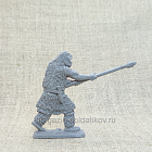 Материал - двухкомпонентный пластик Неандерталец №1, бьет копьем вперед, 54 мм (смола, серый), Воины и битвы
