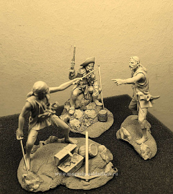 Сборная миниатюра из смолы Пираты «Джентльмены удачи», набор из 3 фигур, 54 мм, Баталия миниатюра