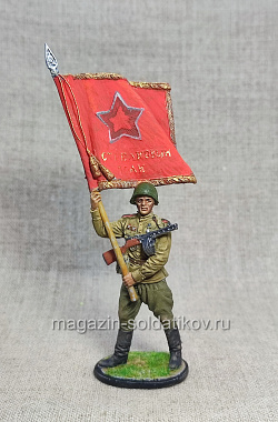 Старшина Красной Армии с полковым знаменем, 1943-45 гг, Красный фронт, 1943-45гг., 54 мм (КФ-007) (КФ-007)