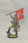 Краснофлотец морской пехоты с флагом (гюйсом), 1943-45гг., 54 мм - фото