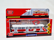 CT12-463-2-OR-WB Трамвай красный, 18 см, Технопарк