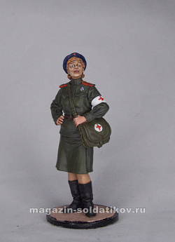 Миниатюра в росписи Девушка-санинструктор, сержант Красной армии. 1943-45 гг. СССР, 1:32, Сибирский партизан (СП063) (СП063)