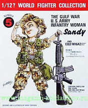 Сборная миниатюра из пластика FT 5 Американская женщина и М16А2 (война в заливе), 1:12, FineMolds - фото
