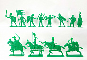 Солдатики из пластика Ледовое побоище-1. Рыцари. (12 шт, зеленый) 52 мм, Солдатики ЛАД - фото