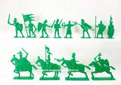 Солдатики из пластика Ледовое побоище-1. Рыцари. (12 шт, зеленый) 52 мм, Солдатики ЛАД