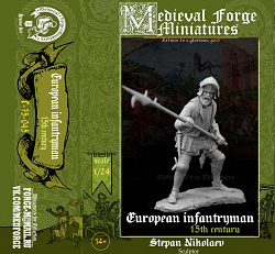 Сборная миниатюра из смолы Medieval infantryman of the 15th century, 75 mm (1:24) Medieval Forge Miniatures
