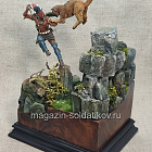Миниатюра из смолы Схватка с пумой (две фигуры), 75 мм (575-030) (575-030)