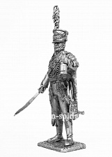 Миниатюра из олова 696 РТ Обер офицер Лейб гвардии гусарского полка в накидке барс 1809-1810 год, 54 мм, Ратник - фото