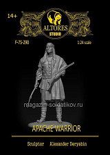 Сборная миниатюра из смолы Воин Апачи, 75 мм, Altores studio, - фото